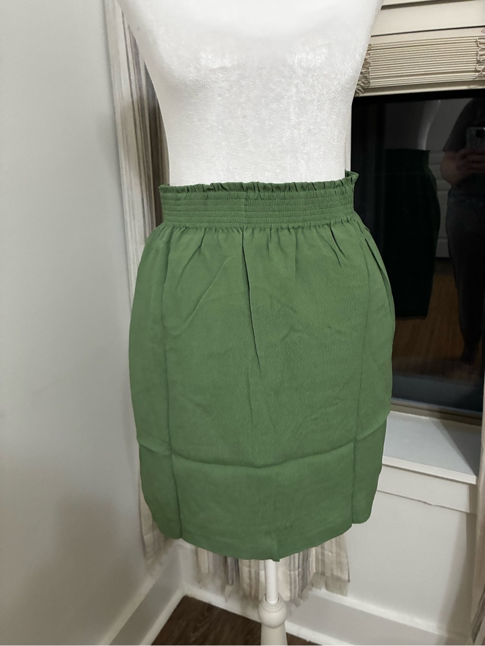 Tulip B Olive Green Elastic-Waist Midi Skirt